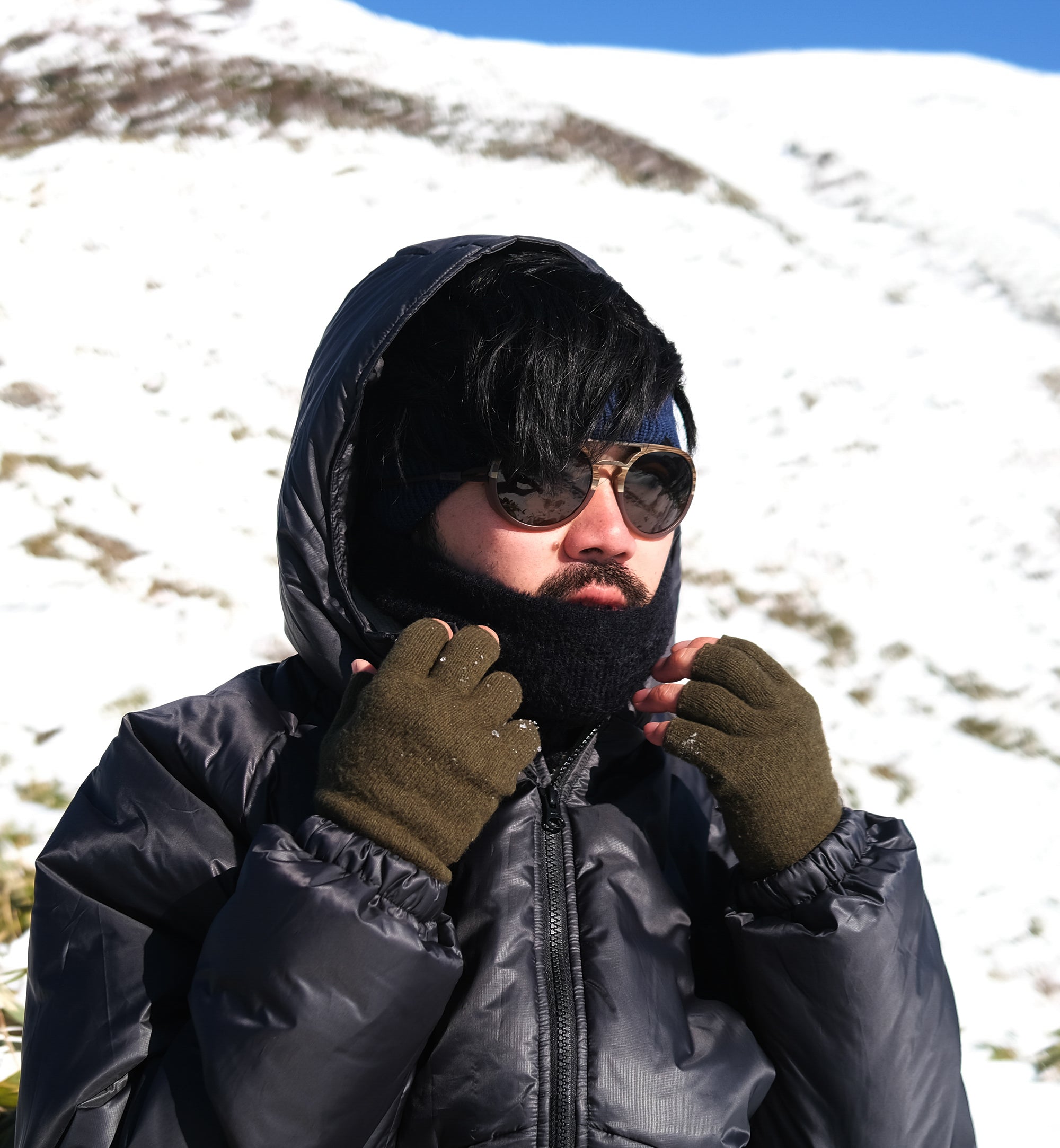 OMBRAZ DOLOMITE Armless Sunglasses Polarized Olive Brown / オンブラズ ドロミテ アームレスサングラス ポラライズド オリーブ ブラウン
